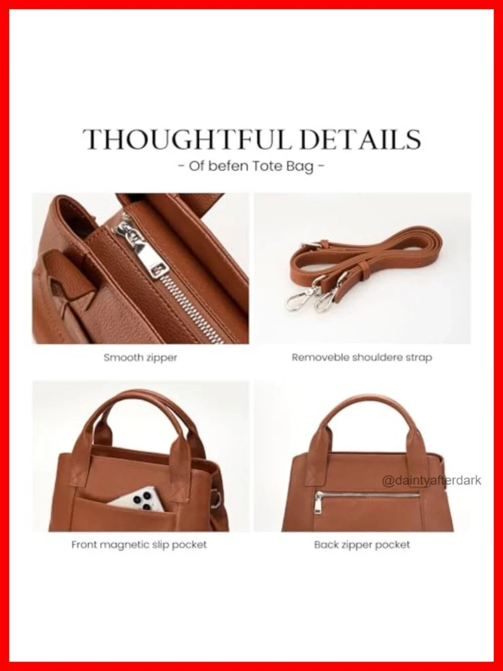 Genuine Leather Satchel Tote Crossbody Purse with Zipper